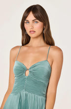 Astr Alaia Satin Plissé Maxi Dress