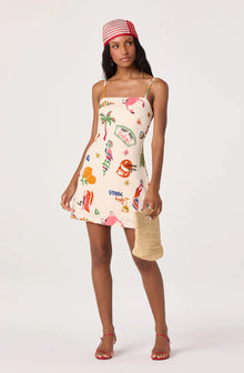Astr Valencia Novelty Print Open Back Mini Dress
