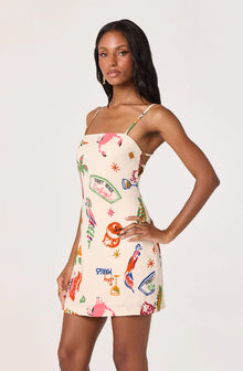 Astr Valencia Novelty Print Open Back Mini Dress
