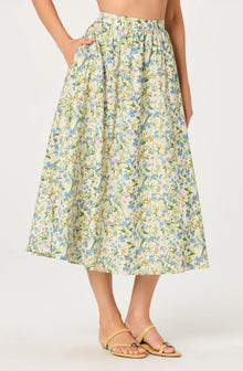 Astr Wylda Floral Gathered A-Line Midi Skirt