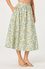 Astr Wylda Floral Gathered A-Line Midi Skirt