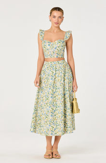 Astr Wylda Floral Gathered A-Line Midi Skirt
