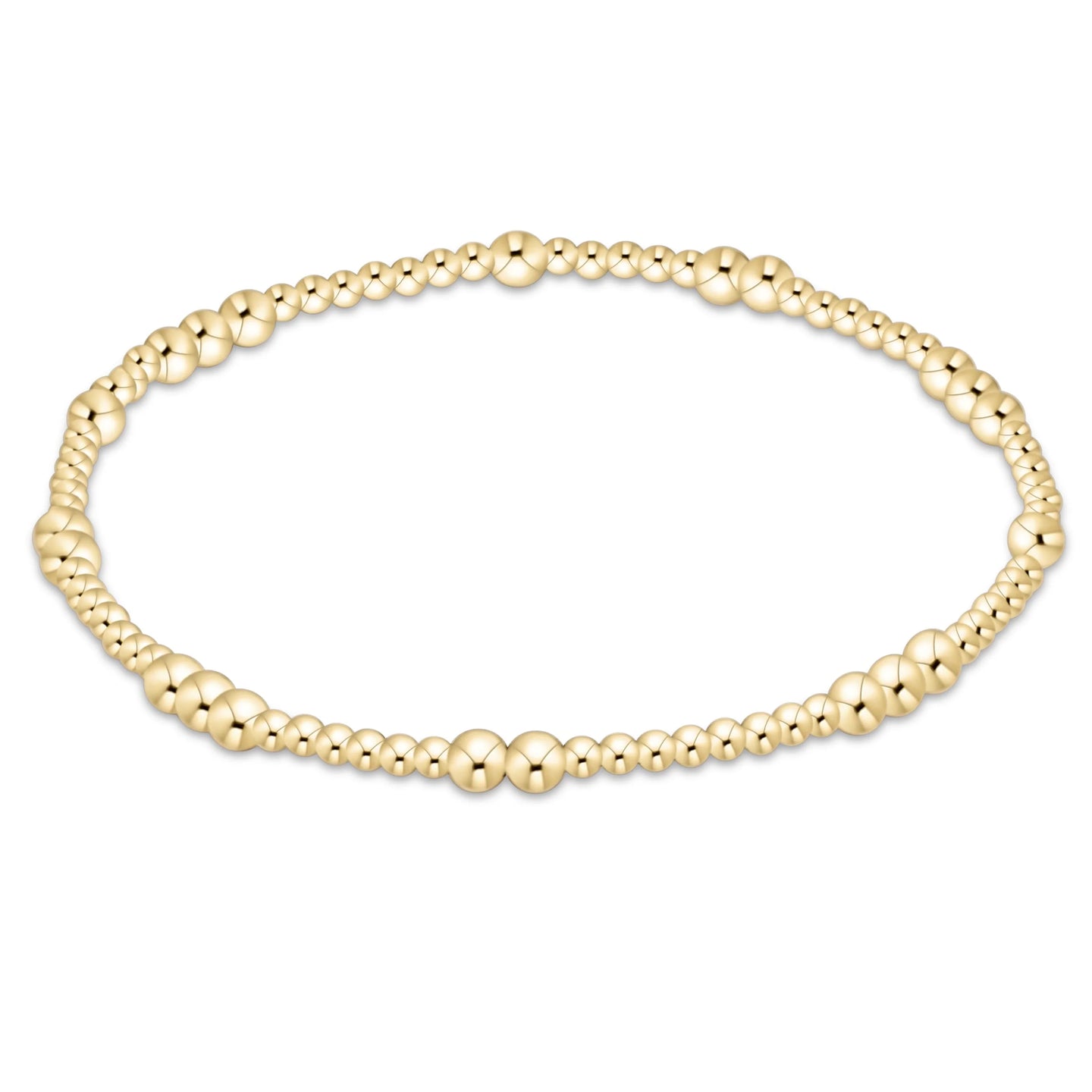 Enewton Hope Unwritten Gold 3mm bracelet with a mixed pattern of small and larger gold beads