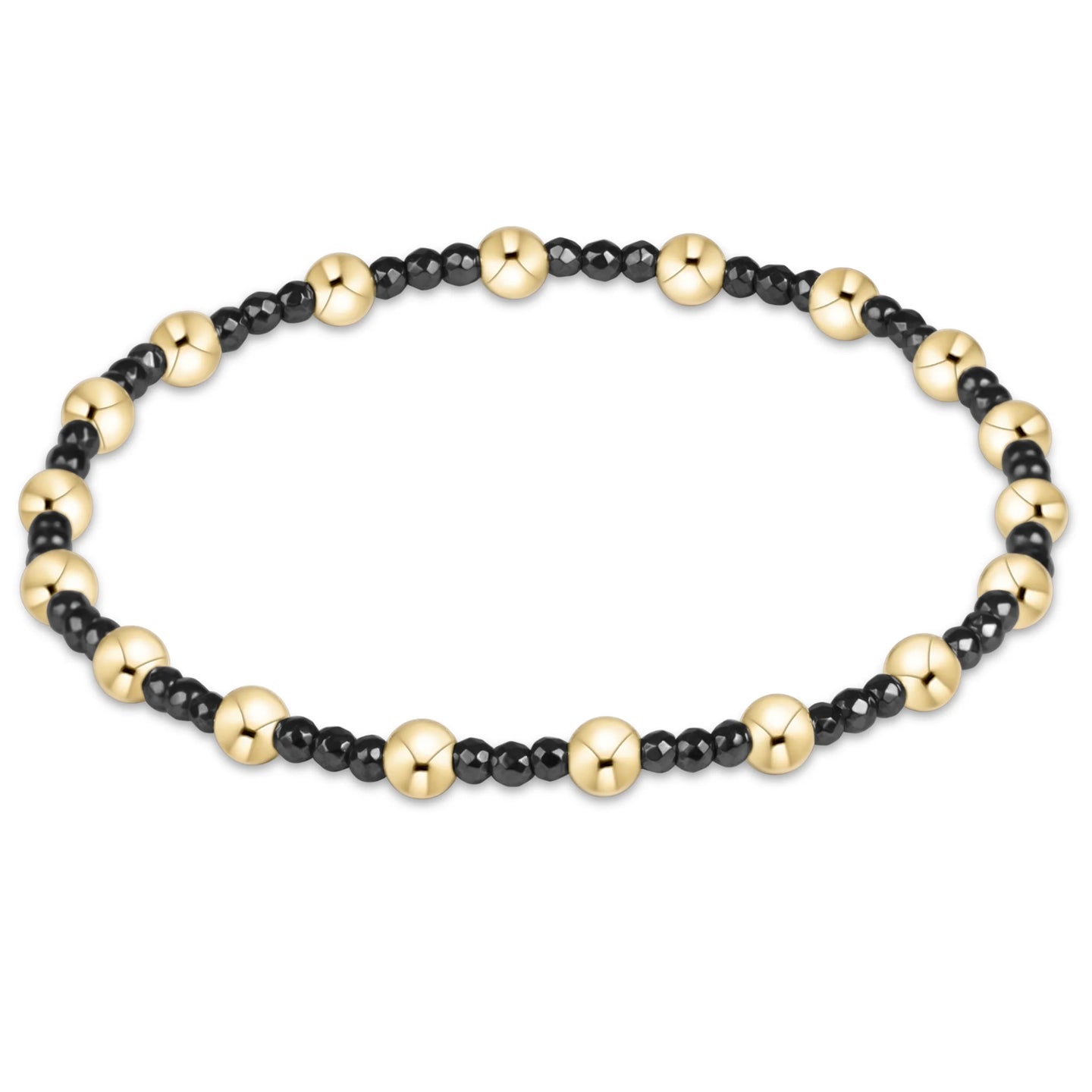 Enewton Sincerity Faceted Hematite 2mm bracelet with alternating black faceted and gold bead groups