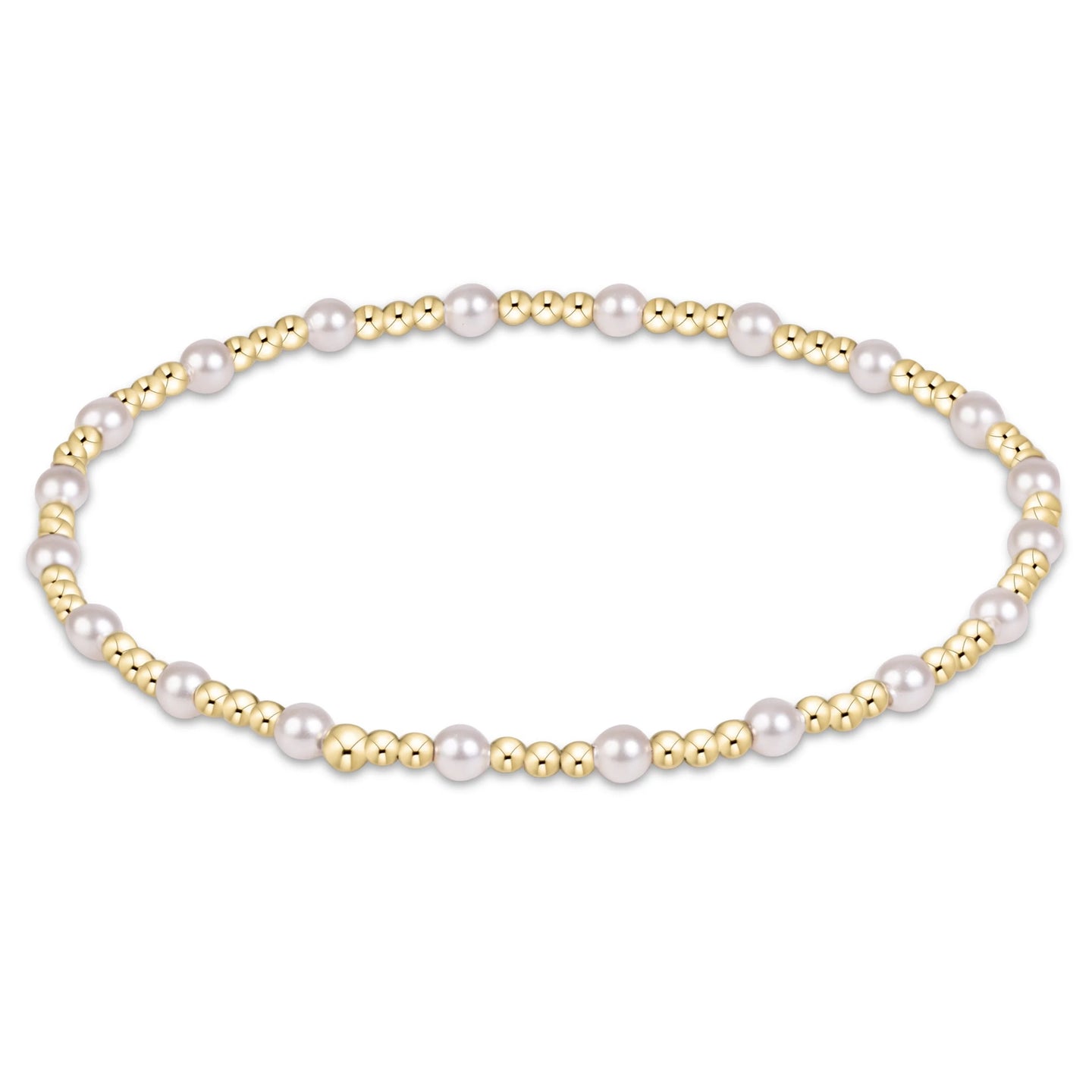 Enewton Sincerity Pearl 3mm bracelet with white pearl clusters and small gold beads