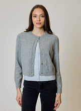 Airstream Twofer Cardigan Sweater by design history in gray modeled with black jeans