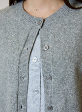 Airstream Twofer Cardigan Sweater by design history, gray layered cardigan with button front