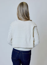 Canvas Double Layer Sweater by design history shown from the back with layered knit sleeves