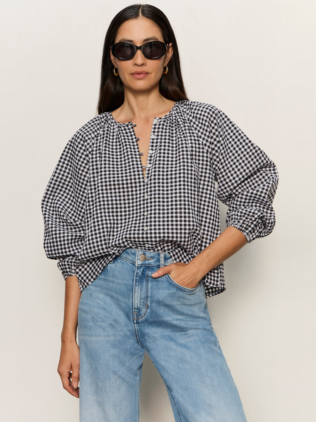 Sanctuary-Picnic Perfect Gingham Button Blouse