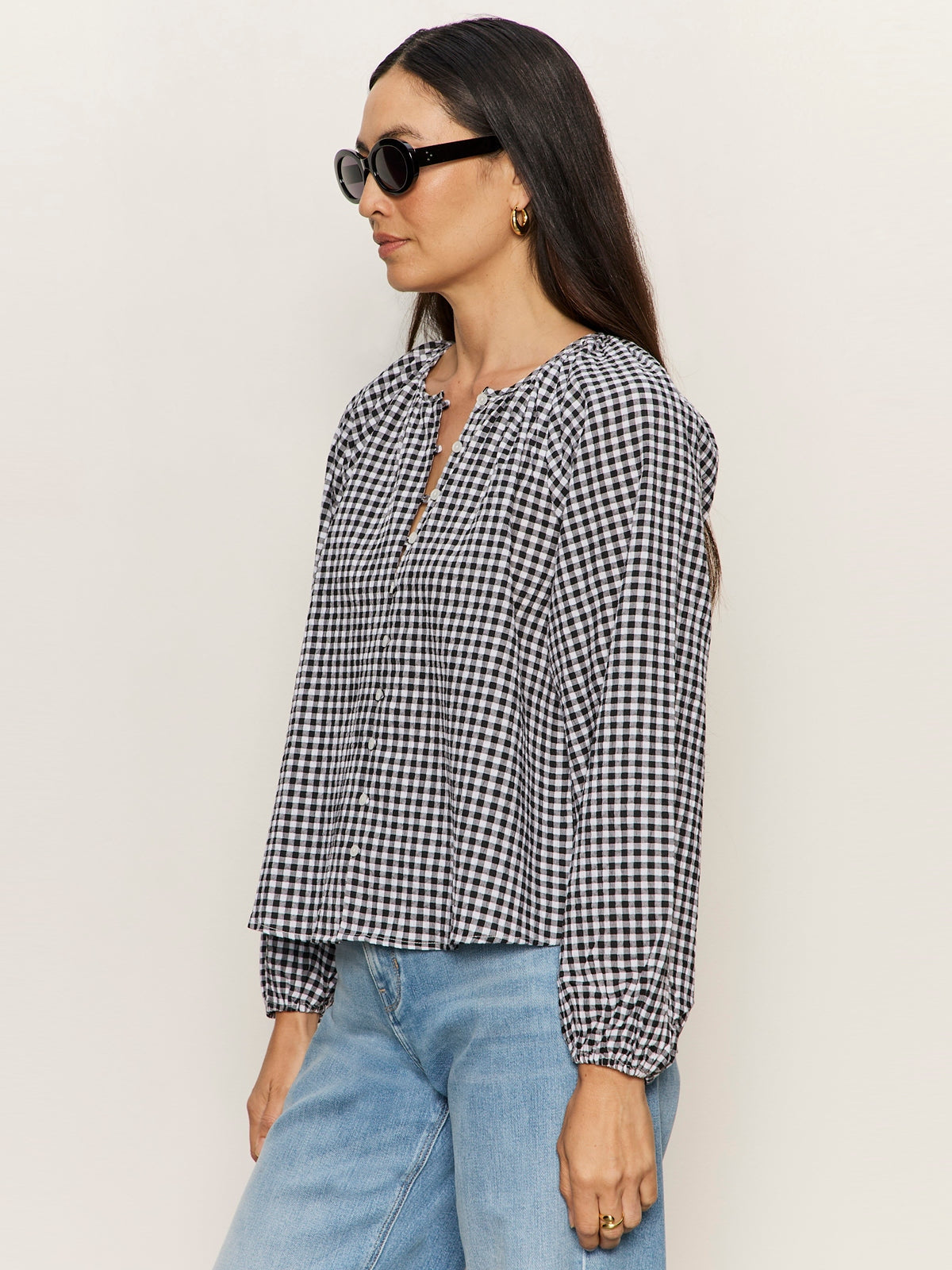 Sanctuary-Picnic Perfect Gingham Button Blouse