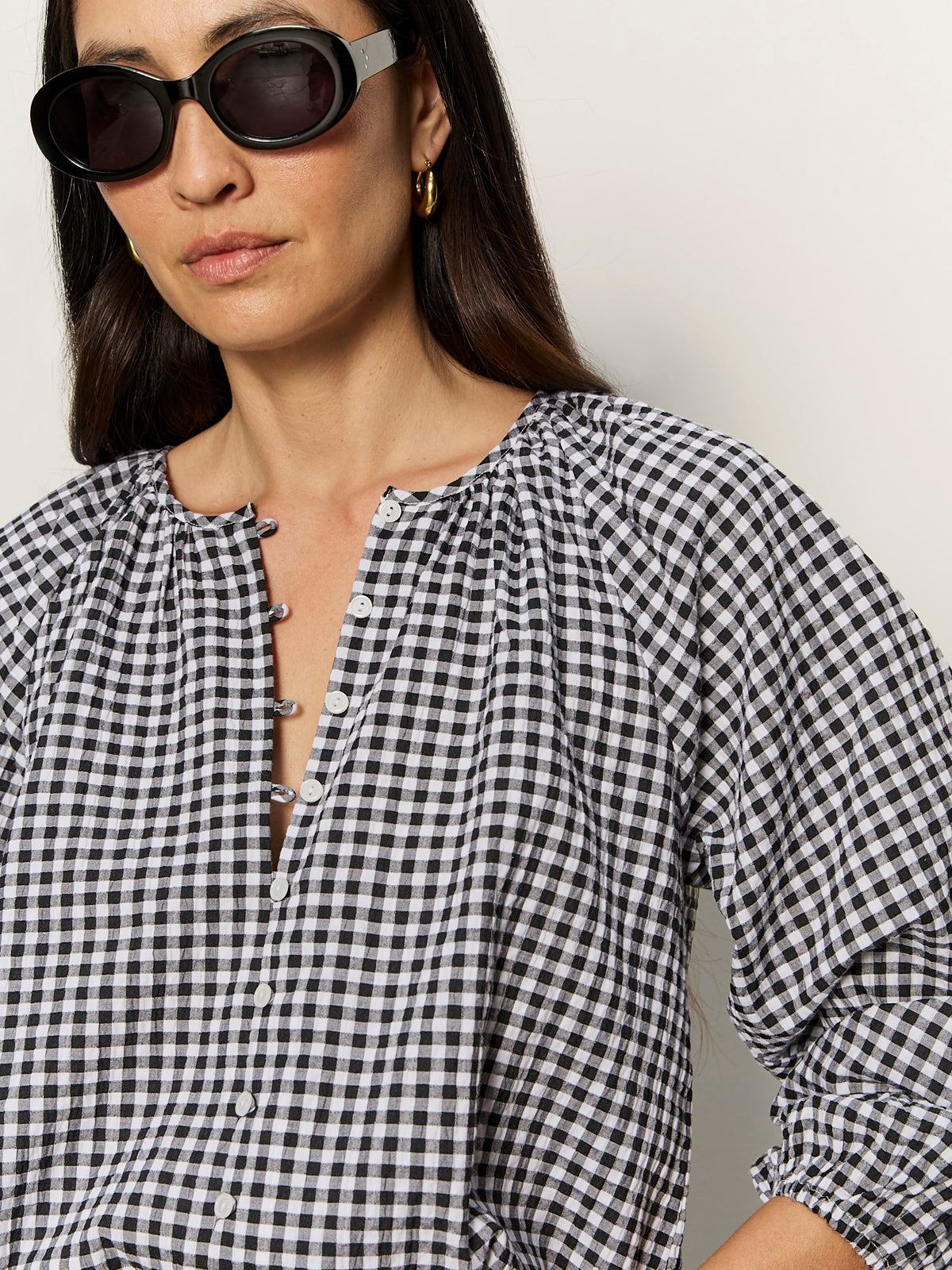 Sanctuary-Picnic Perfect Gingham Button Blouse