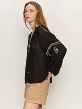 Sanctuary-Black Raye Embroidered Blouse