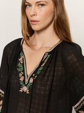 Sanctuary-Black Raye Embroidered Blouse