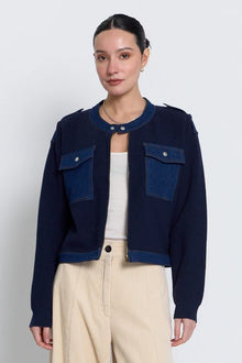 Central Park West Nash Navy Mixed Media Jacket