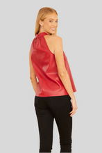 Red Faux Leather Halter Top