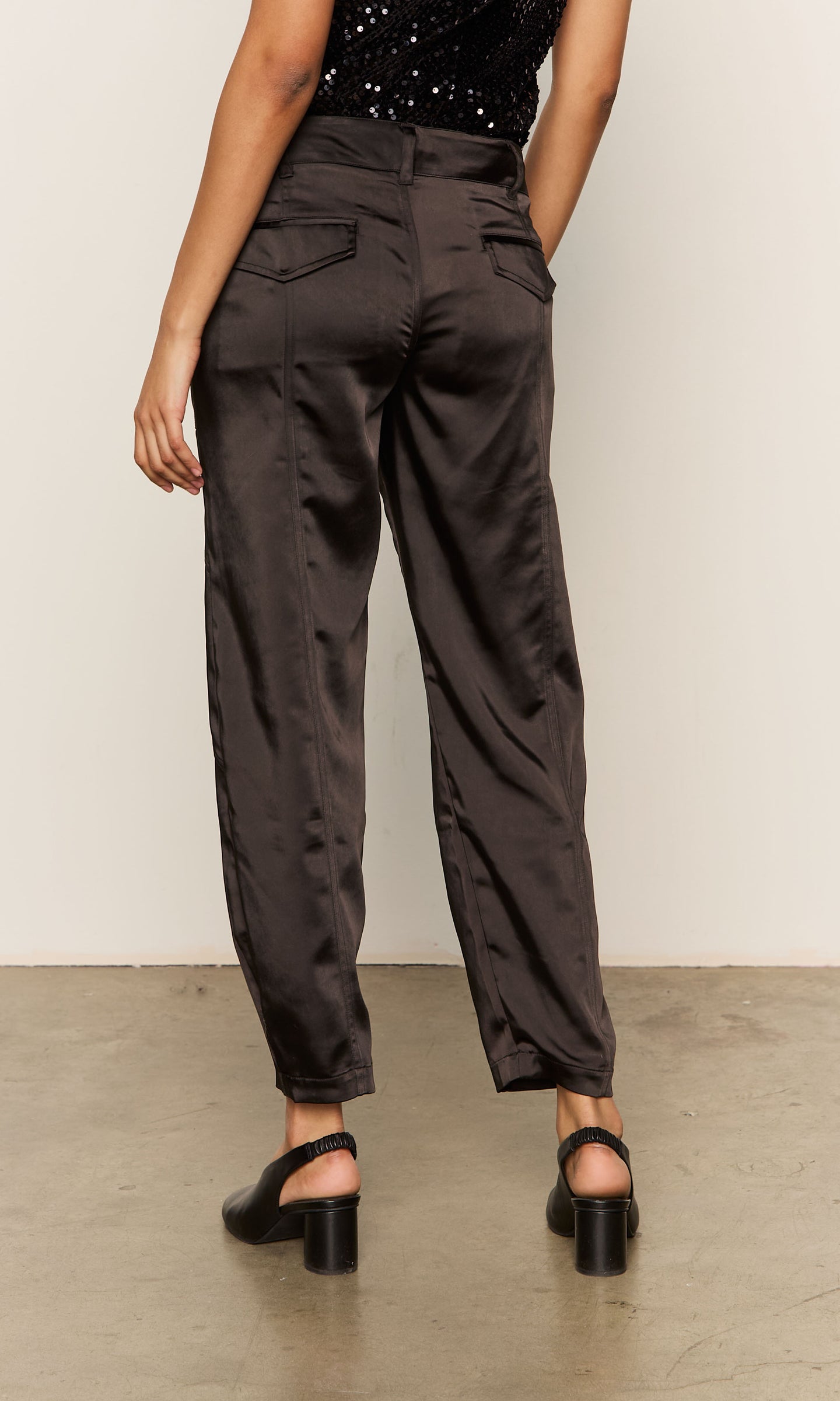 Sanctuary Sahara Black Satin Tapered Pant