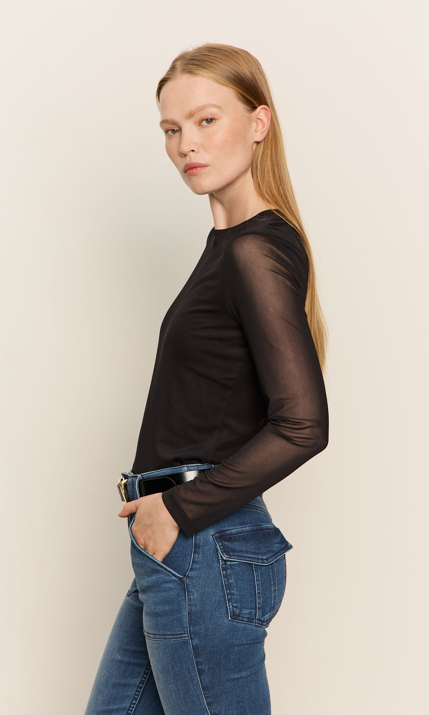 Sanctuary Perfect Black Mesh Tee