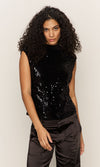 Sanctuary Funnel Neck Black Sequin Tank