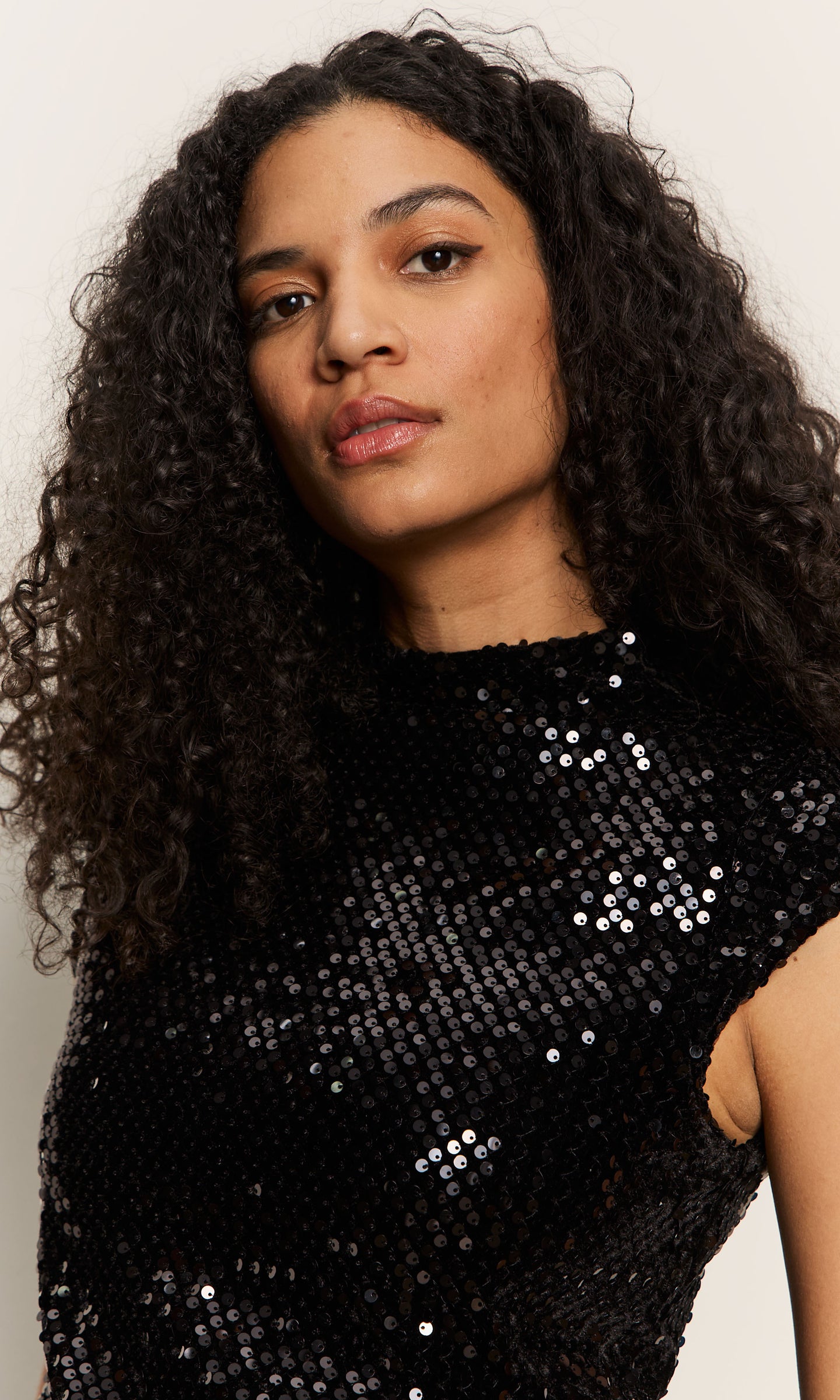 Sanctuary Funnel Neck Black Sequin Tank