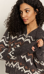 Sanctuary Zip-Up Fairisle Hoodie Sweater