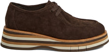 Chocolate Shoe by django & juliette in brown suede with a striped platform sole