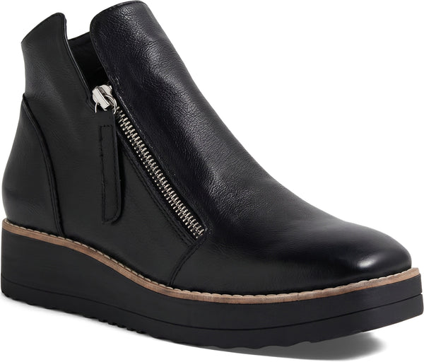 Black Leather Boot by django & juliette with side zip and chunky sole