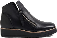 Black Leather Boot by django & juliette with side zip platform sole and rounded toe