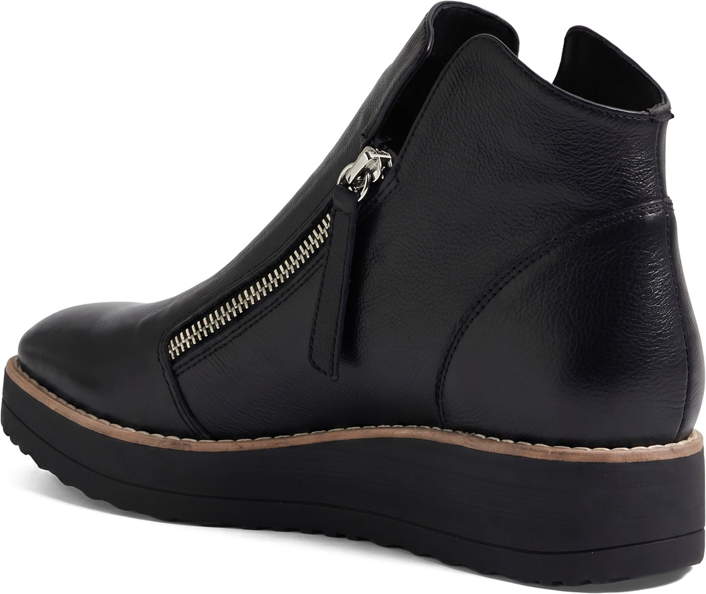 Black Leather Boot with side zip and chunky platform sole