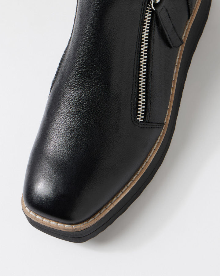Black Leather Boot by django and juliette with side zip and stitched sole