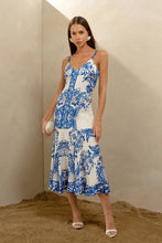 Rhegan V-Neck Print Slip Dress with Flared Hem