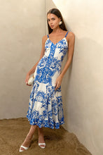 Rhegan V-Neck Print Slip Dress with Flared Hem
