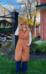 Bronze Nylon Quilted Long Vest