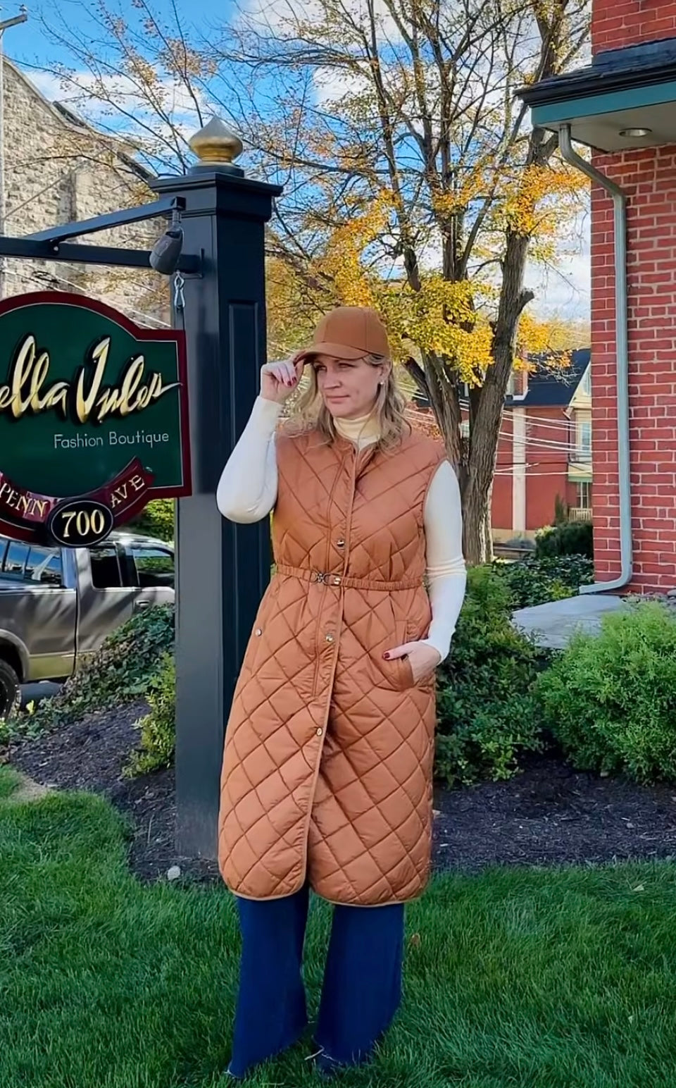 Bronze Nylon Quilted Long Vest