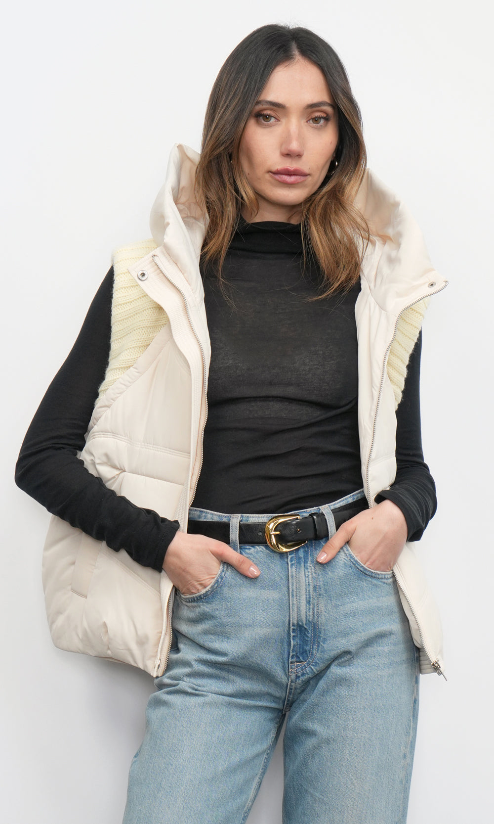 Douglas Ribbed Puffer Hooded Vest