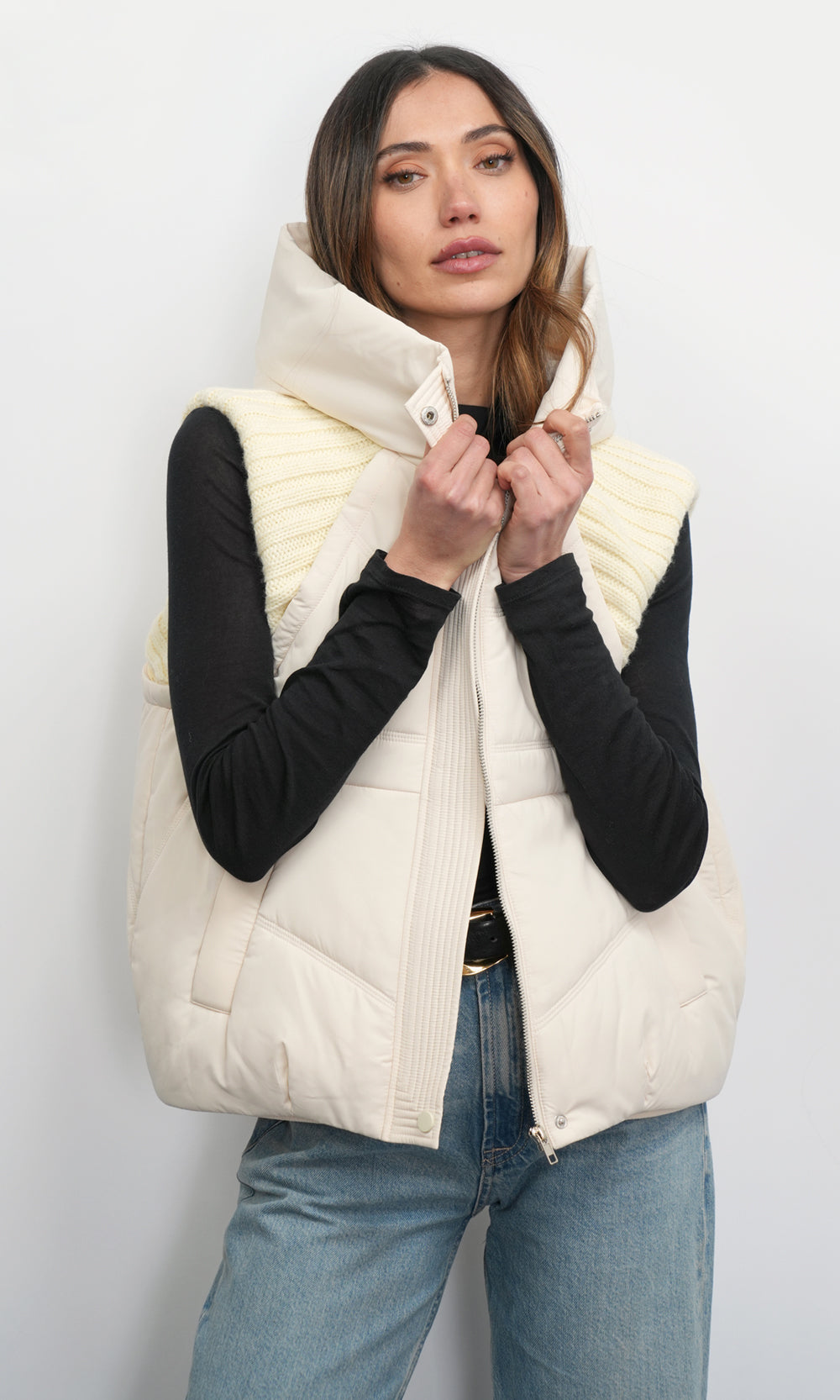 Douglas Ribbed Puffer Hooded Vest