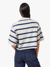 habitual Heather Grey Striped Rugby Polo Sweater shown from the back on a model
