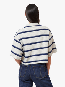 Habitual Heather Grey Striped Rugby Polo Sweater