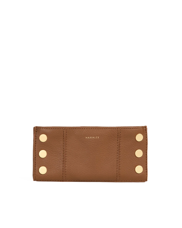 Hammitt 110 North brown pebbled leather wallet, closed view