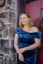 Casette Off Shoulder Velvet Midi Dress