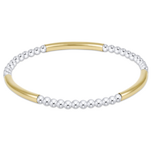 Bliss Bar Pattern Mixed Metal 3mm Bracelet by Enewton featuring silver beads and gold curved bars in a delicate design