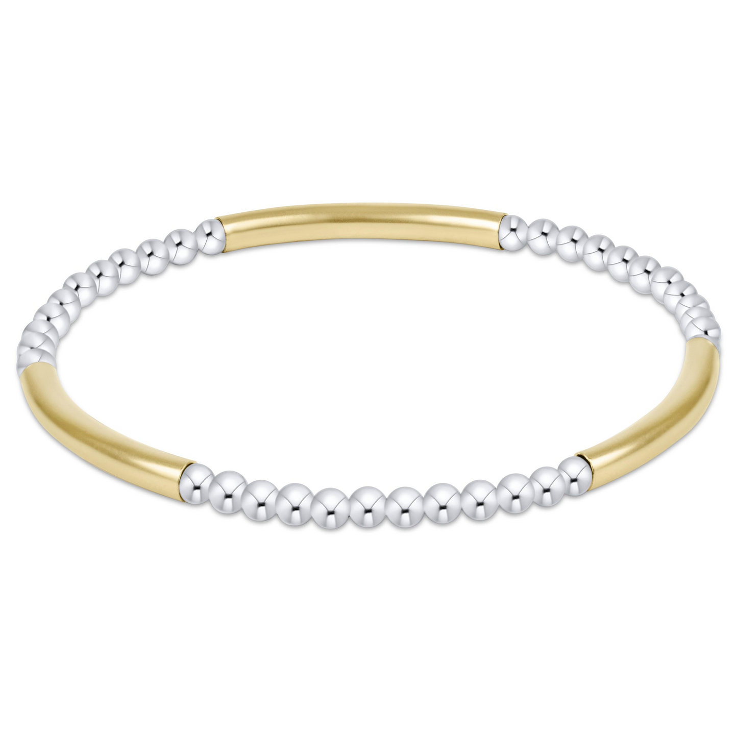 Bliss Bar Pattern Mixed Metal 3mm Bracelet by Enewton featuring silver beads and gold curved bars in a delicate design