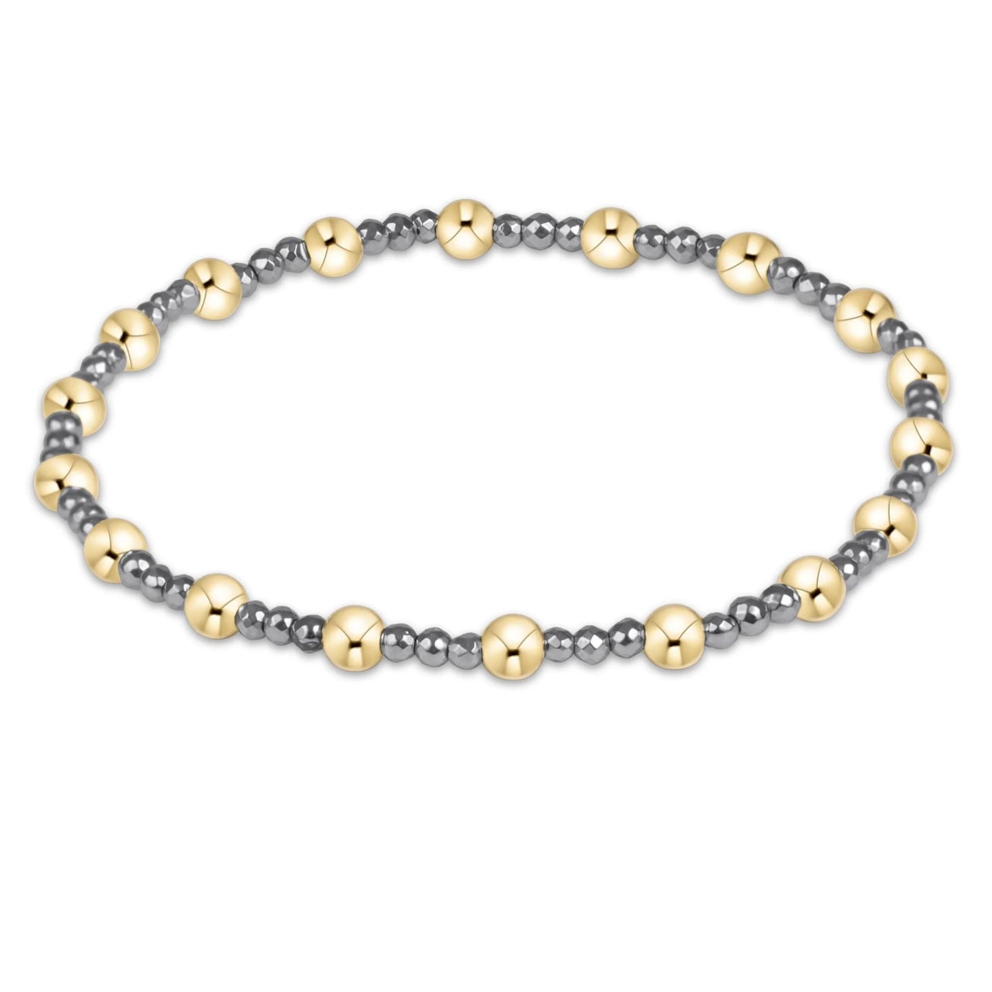 Enewton Sincerity Silver Faceted Hematite 2mm bracelet with silver-grey faceted beads and gold bead groups