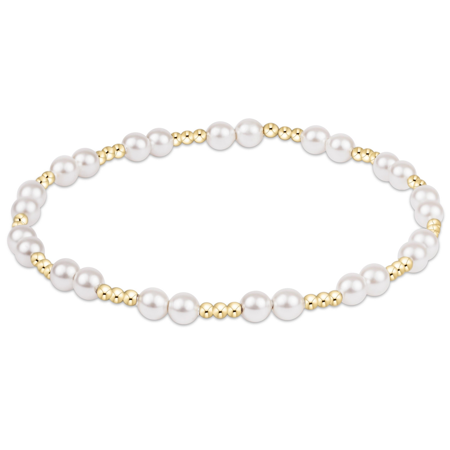 Together Pearl 4mm Bracelet by Enewton featuring alternating white pearls and small gold beads in an elegant design