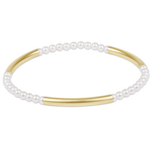 Elegant bracelet featuring small pearls and gold-tone bars, Bliss Bar Pattem Pearl 3mm Bracelet by Enewton