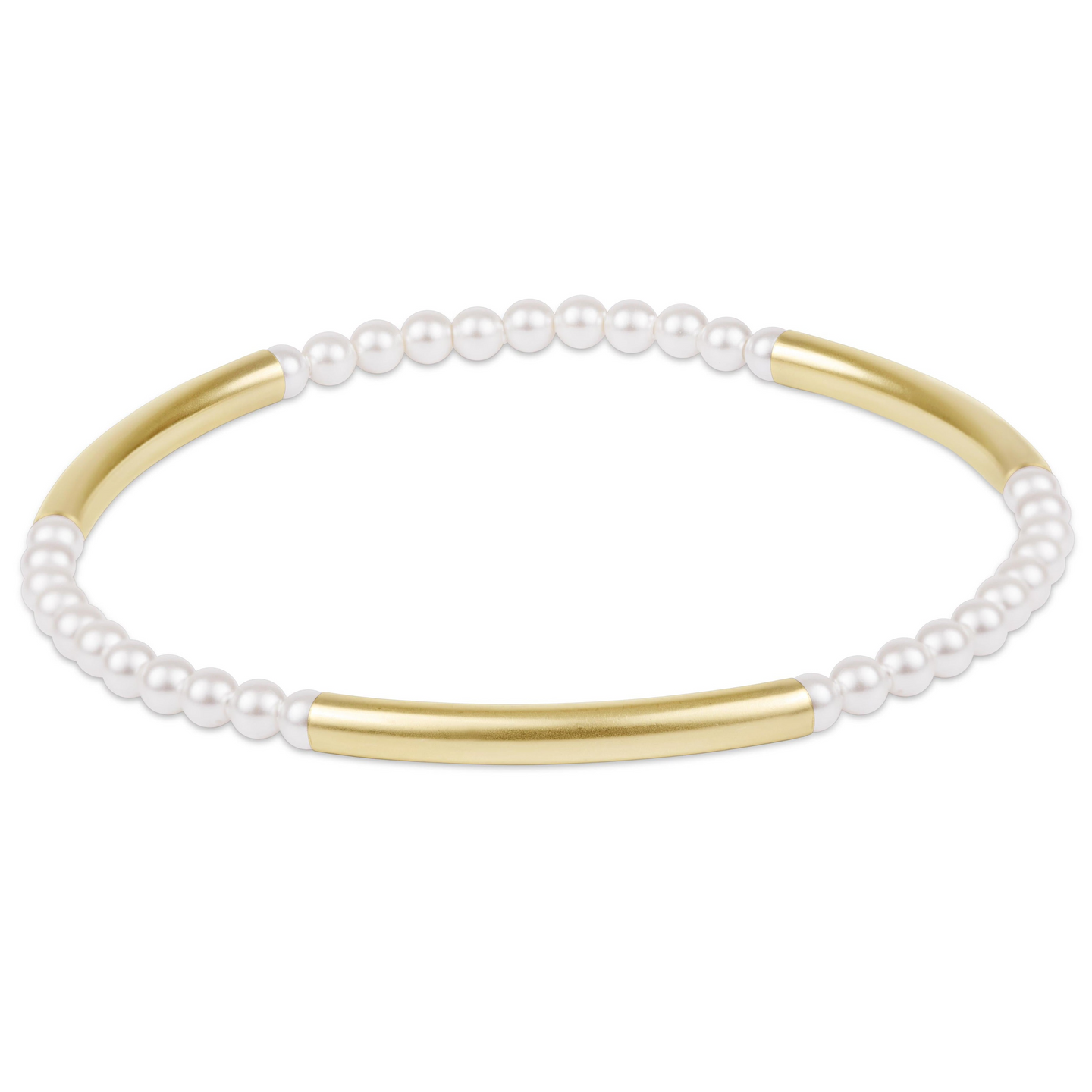 Elegant bracelet featuring small pearls and gold-tone bars, Bliss Bar Pattem Pearl 3mm Bracelet by Enewton