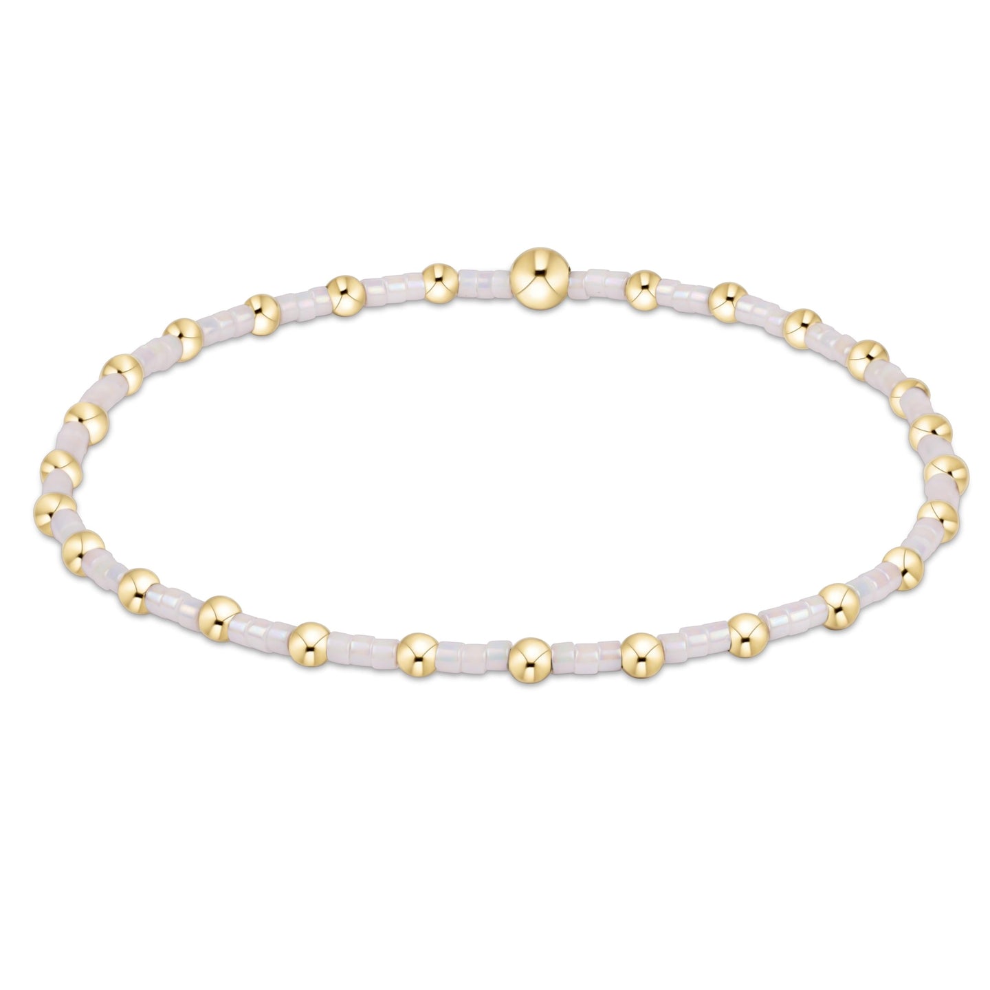 Delicate beaded Hope Sincerity Bracelet - Silky White by Enewton featuring gold accents and soft white beads