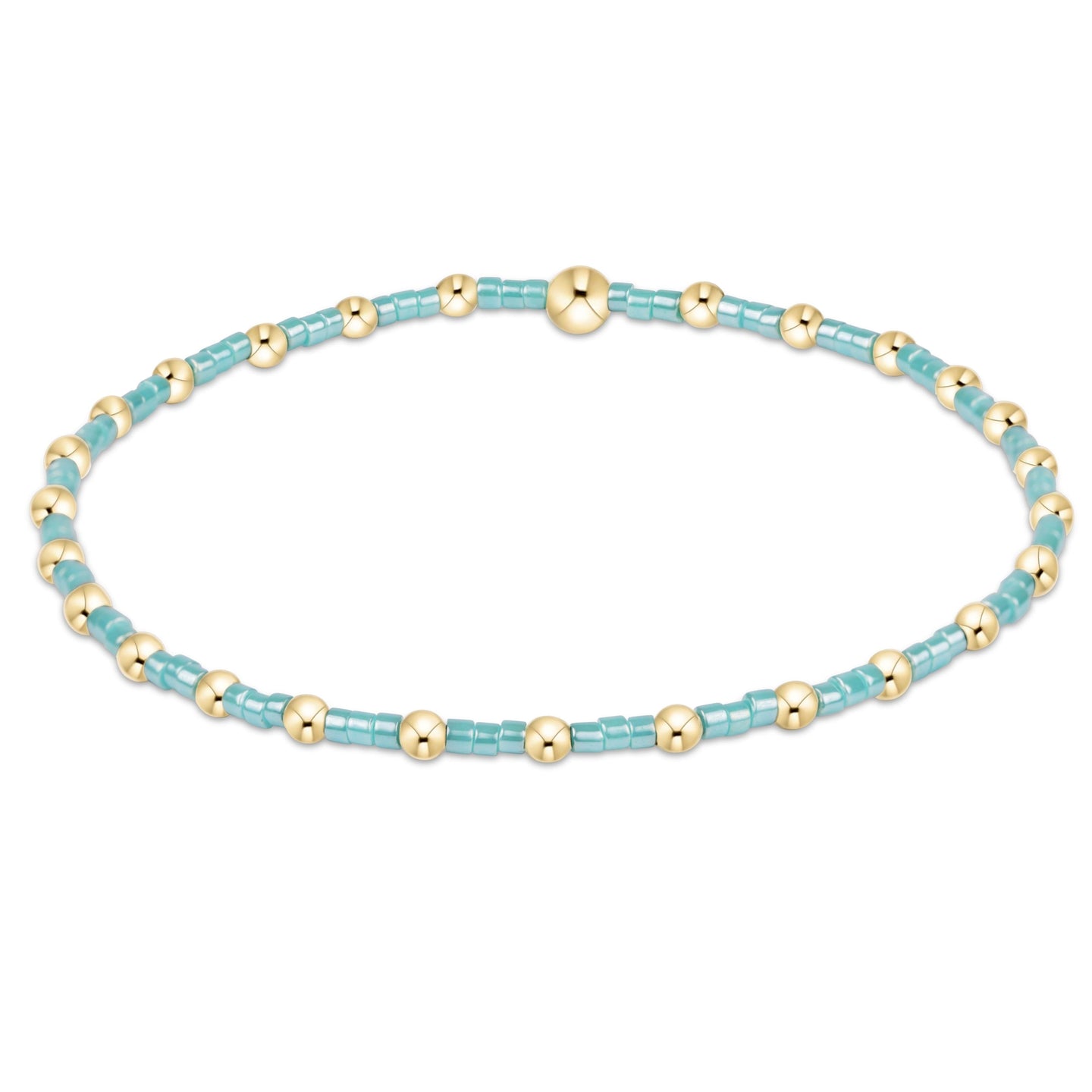 Delicate beaded Hope Sincerity Bracelet - Sea Glass by Enewton with light blue and gold bead accents in a simple design