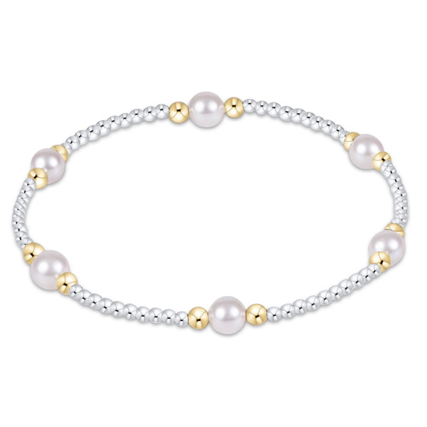 Enewton Purpose Pearl 5mm Mixed Metal bracelet with white pearls, gold accents and silver beads
