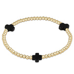 Signature Cross 3mm Gold Bracelet - Onyx