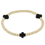 Enewton Signature Cross Gold Pattern 3mm Bead Bracelet - Onyx
